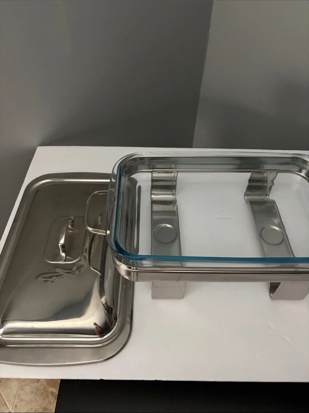 Stainless Steel Rectangular Chafer with Lid - Silver
